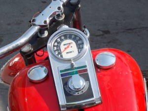 classic speedometer of a Harley Big Twin.