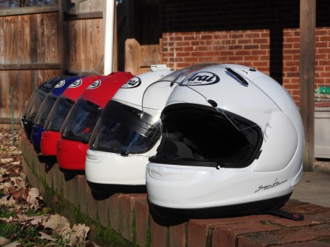 The helmets.